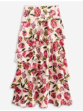 On 34th Pink Floral Ruffle Skirt